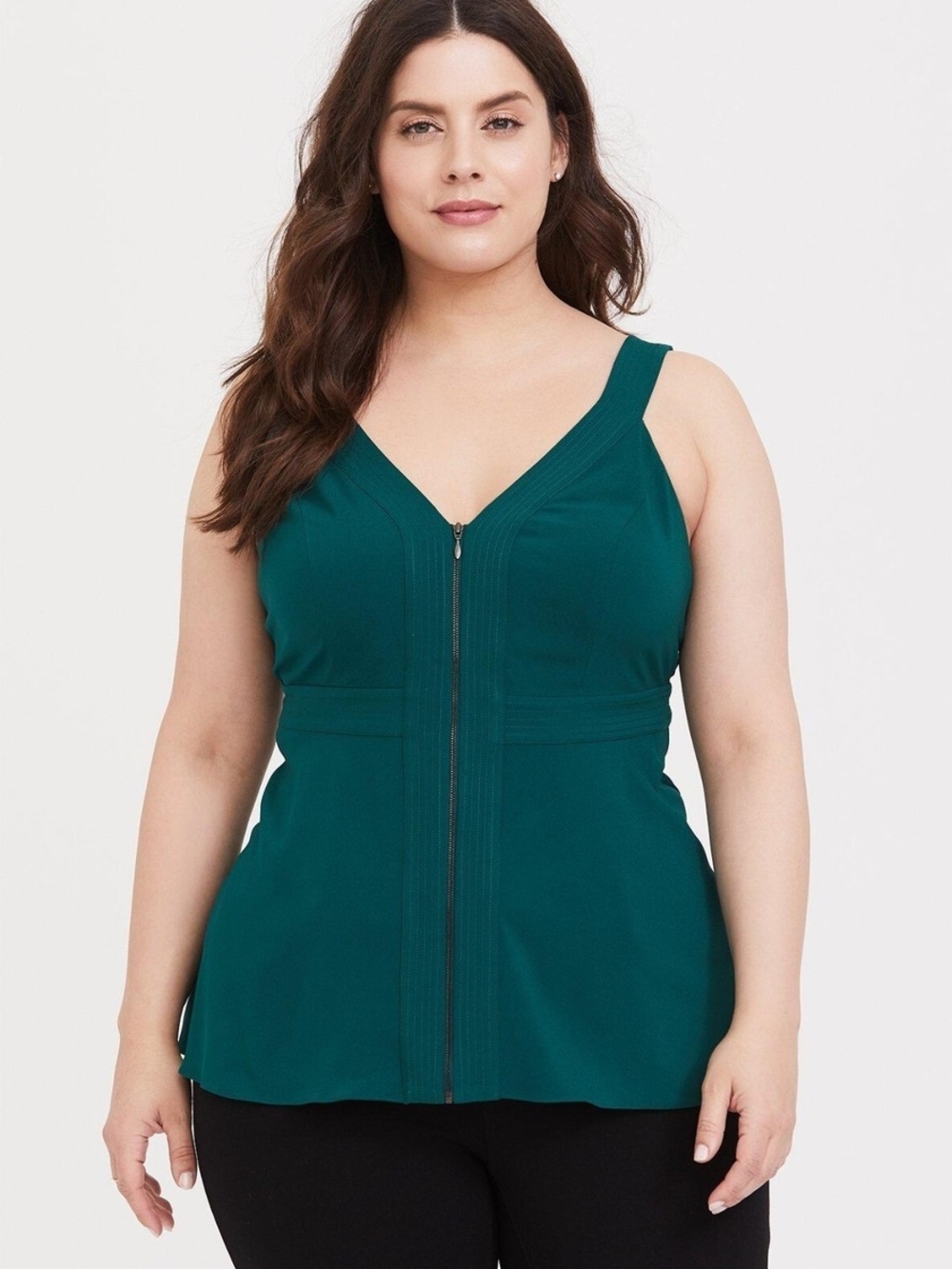Torrid Green Zip Front V-Neck Sleeveless Top 2X